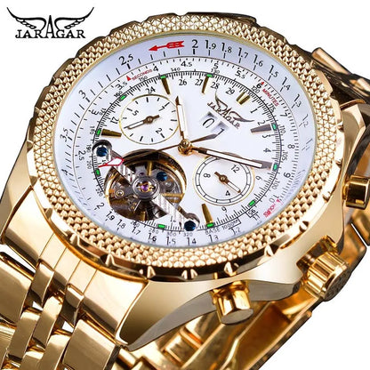 Jaragar 2017 Flying Series Men's Luxury Watch - Golden Bezel Stainless Steel