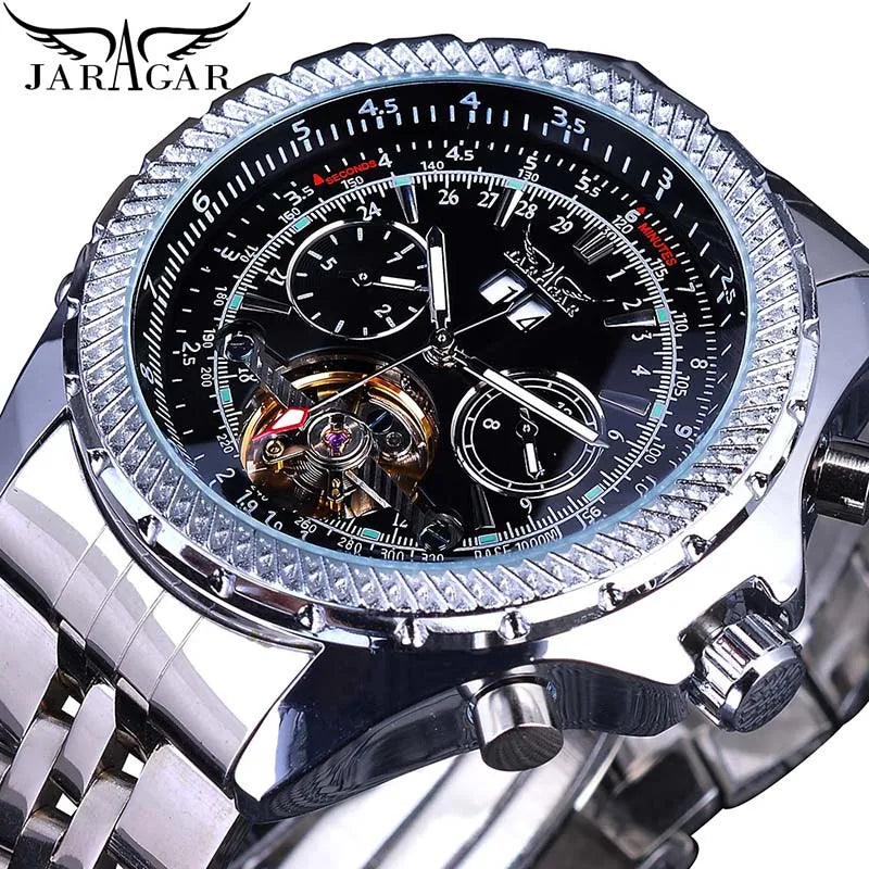 Jaragar 2017 Flying Series Men's Luxury Watch - Golden Bezel Stainless Steel