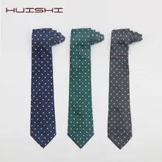 Business Ties For Men Tie Set Dots Necktie Classic Plaid Cufflinks Stripe Handkerchief For Wedding High Quality Formal Gravata