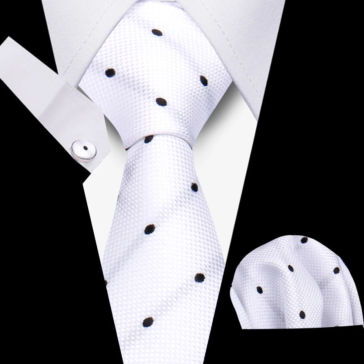 Business Ties For Men Tie Set Dots Necktie Classic Plaid Cufflinks Stripe Handkerchief For Wedding High Quality Formal Gravata