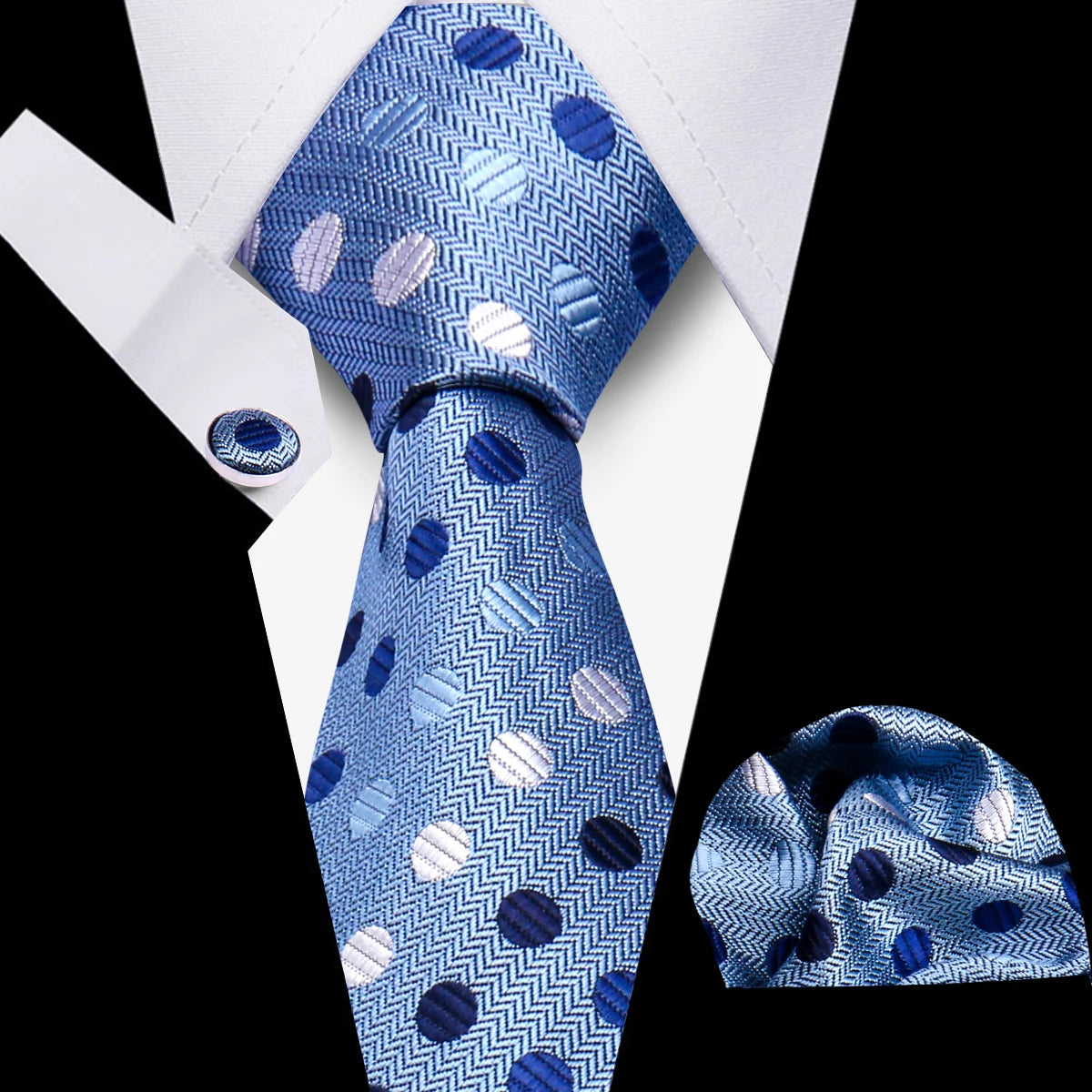 Business Ties For Men Tie Set Dots Necktie Classic Plaid Cufflinks Stripe Handkerchief For Wedding High Quality Formal Gravata