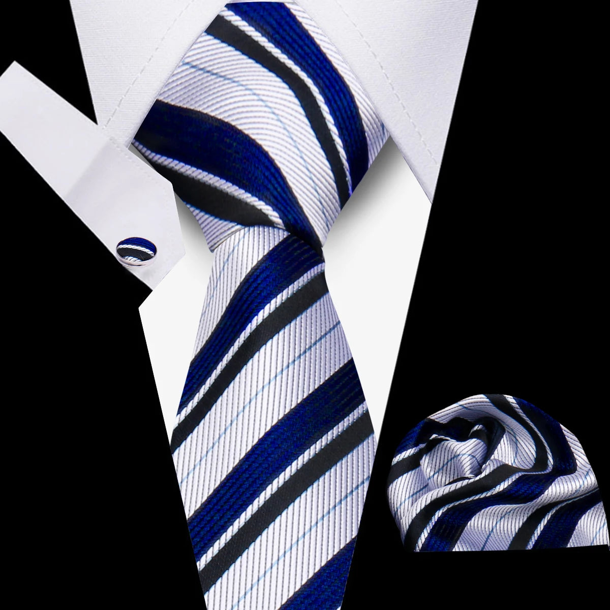 Business Ties For Men Tie Set Dots Necktie Classic Plaid Cufflinks Stripe Handkerchief For Wedding High Quality Formal Gravata