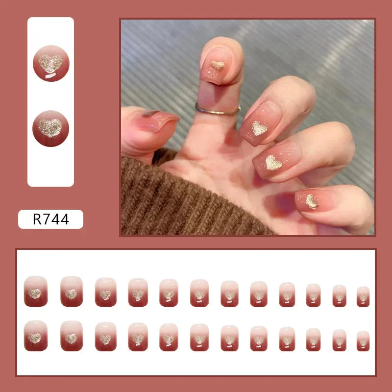 Cherry Red 24 Pcs Press on Nails, Reusable Nails for Women