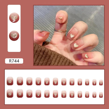 Cherry Red 24 Pcs Press on Nails, Reusable Nails for Women