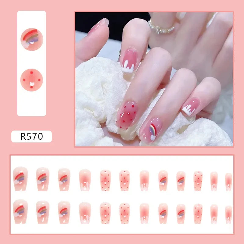 Cherry Red 24 Pcs Press on Nails, Reusable Nails for Women