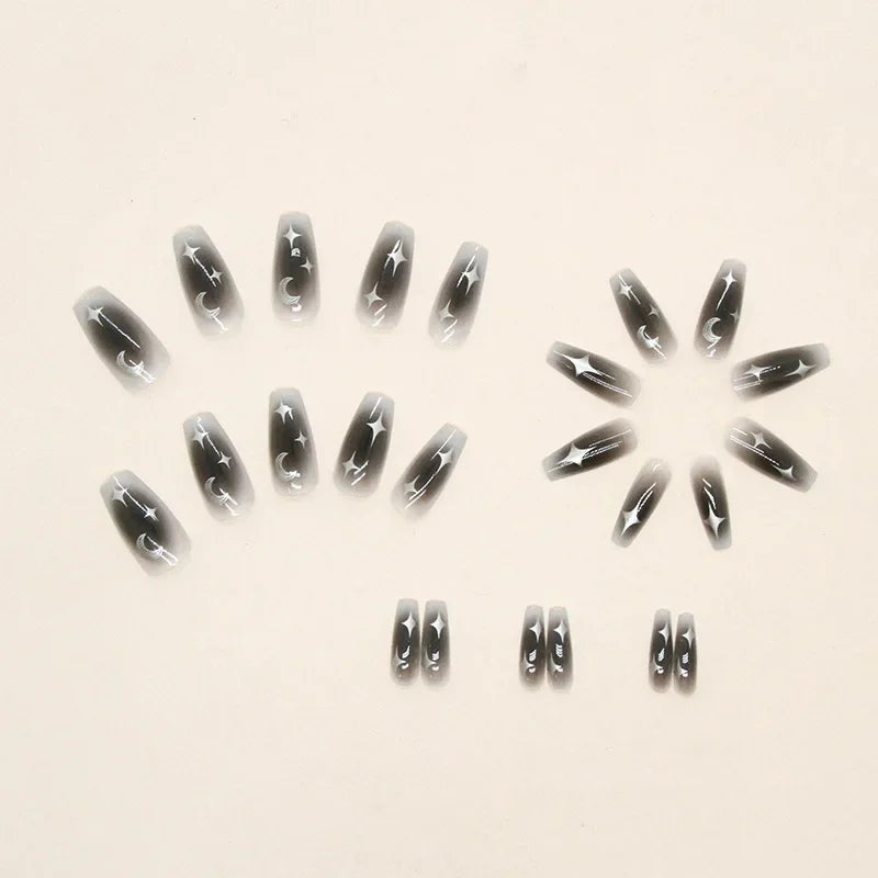 Black Moon 24 Pcs Press on Nails Reusable Artificial Nails for Women