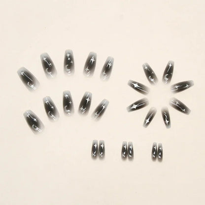 Black Moon 24 Pcs Press on Nails Reusable Artificial Nails for Women