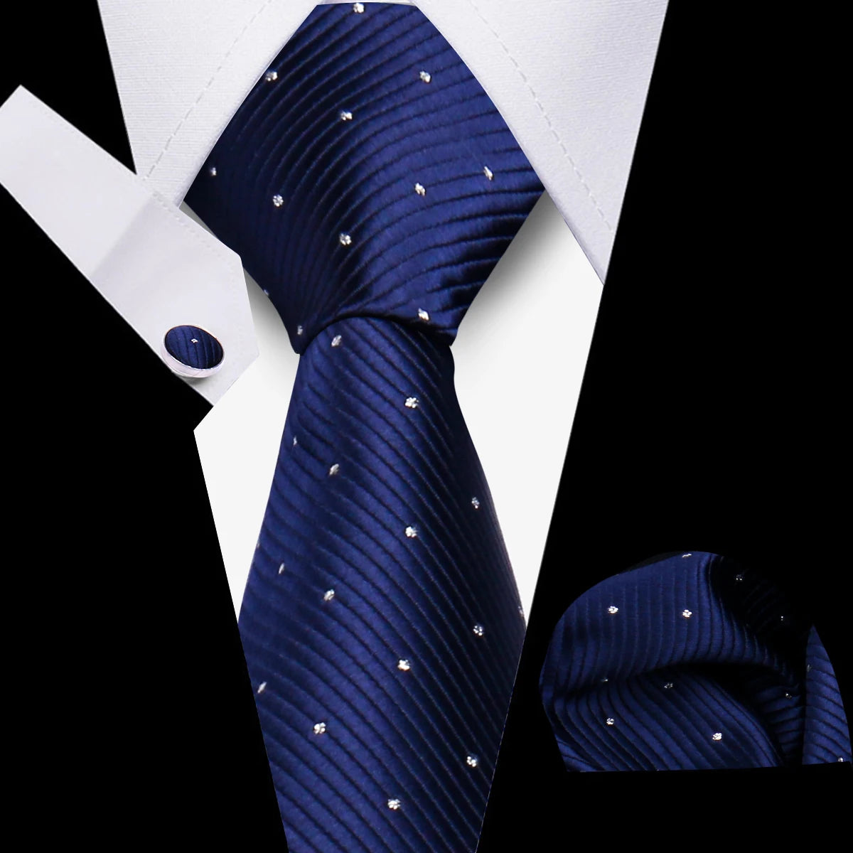 Business Ties For Men Tie Set Dots Necktie Classic Plaid Cufflinks Stripe Handkerchief For Wedding High Quality Formal Gravata