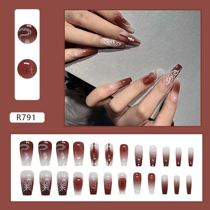 Cherry Red 24 Pcs Press on Nails, Reusable Nails for Women