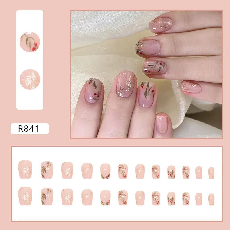 Cherry Red 24 Pcs Press on Nails, Reusable Nails for Women