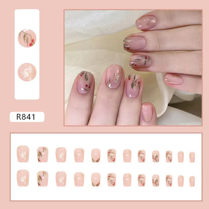 Cherry Red 24 Pcs Press on Nails, Reusable Nails for Women