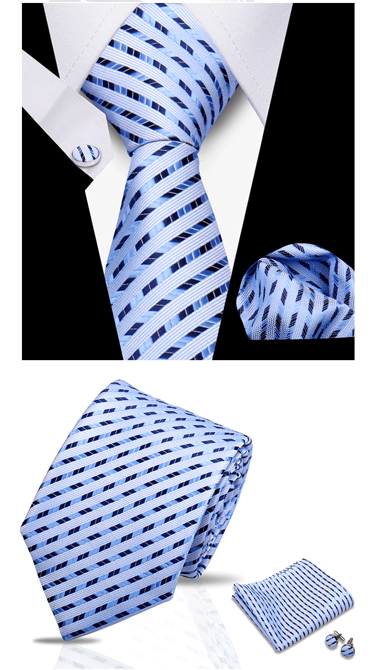 Business Ties For Men Tie Set Dots Necktie Classic Plaid Cufflinks Stripe Handkerchief For Wedding High Quality Formal Gravata