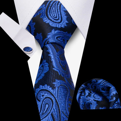 Business Ties For Men Tie Set Dots Necktie Classic Plaid Cufflinks Stripe Handkerchief For Wedding High Quality Formal Gravata