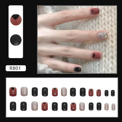 Cherry Red 24 Pcs Press on Nails, Reusable Nails for Women