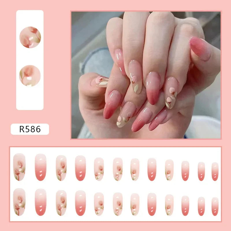 Cherry Red 24 Pcs Press on Nails, Reusable Nails for Women