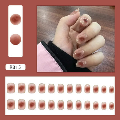 Cherry Red 24 Pcs Press on Nails, Reusable Nails for Women