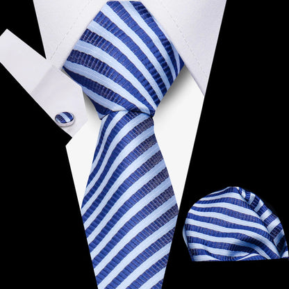 Business Ties For Men Tie Set Dots Necktie Classic Plaid Cufflinks Stripe Handkerchief For Wedding High Quality Formal Gravata