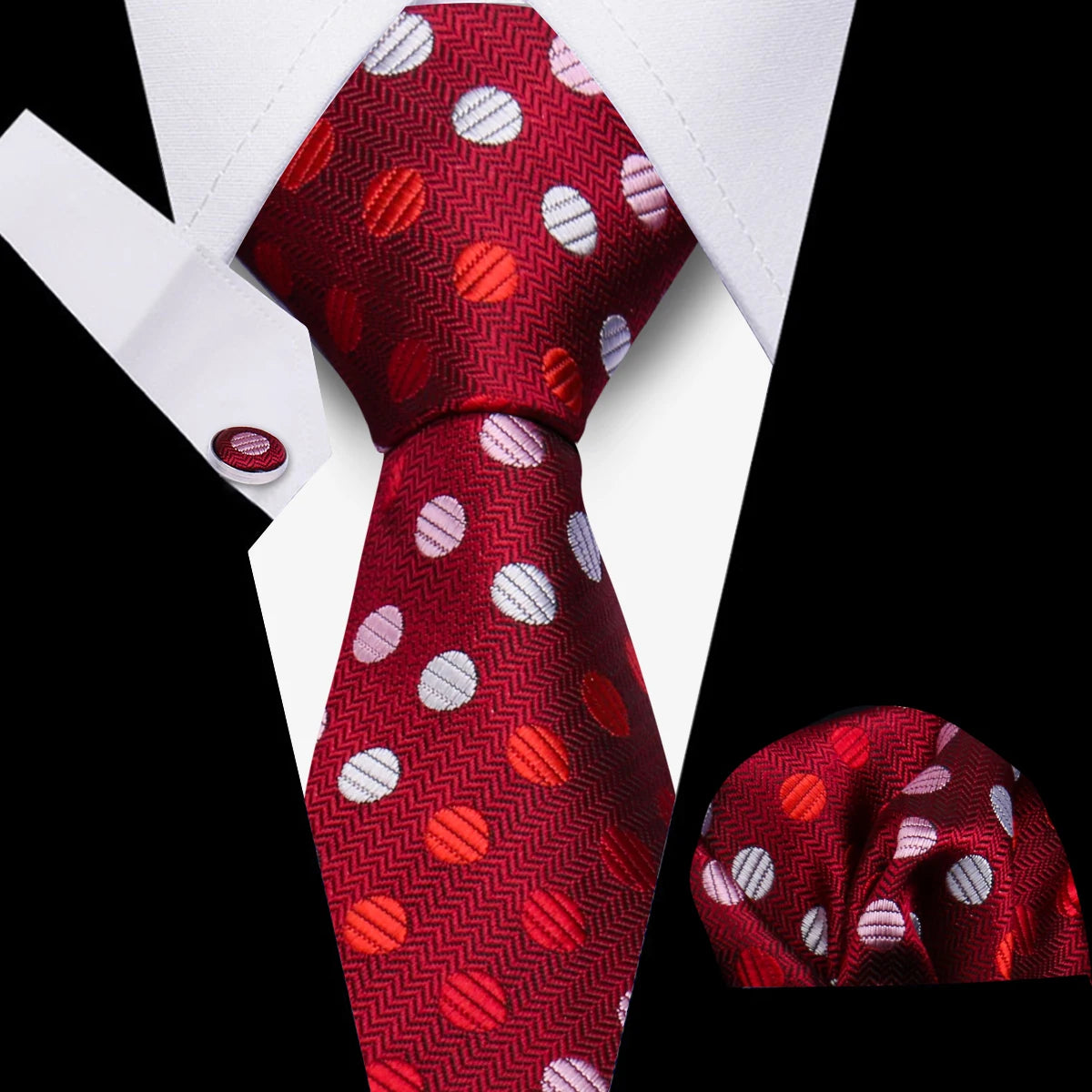 Business Ties For Men Tie Set Dots Necktie Classic Plaid Cufflinks Stripe Handkerchief For Wedding High Quality Formal Gravata