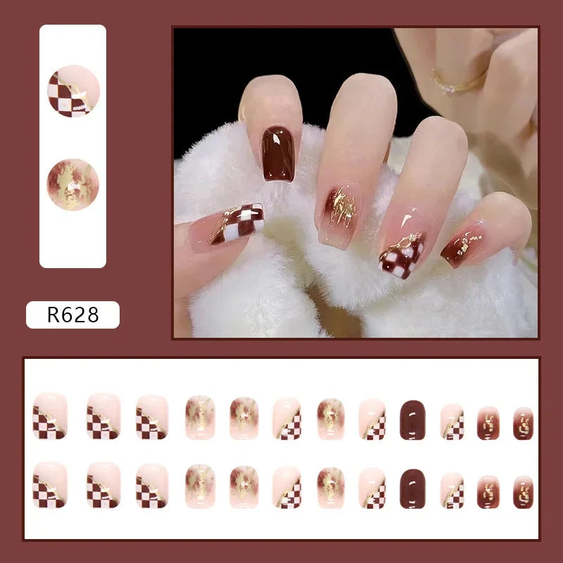 Black Moon 24 Pcs Press on Nails Reusable Artificial Nails for Women