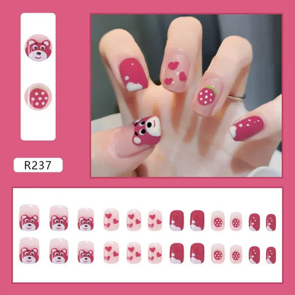 Cherry Red 24 Pcs Press on Nails, Reusable Nails for Women