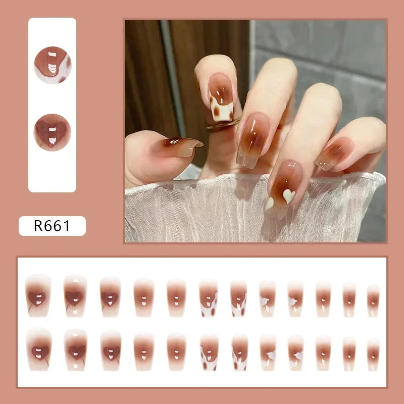 Cherry Red 24 Pcs Press on Nails, Reusable Nails for Women